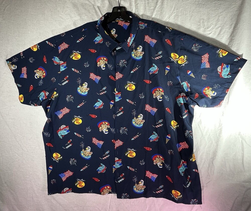 Johnny Morris Bass Pro Shops Patriotic Eagle Fireworks Short Sleeve Shirt 3XL?
